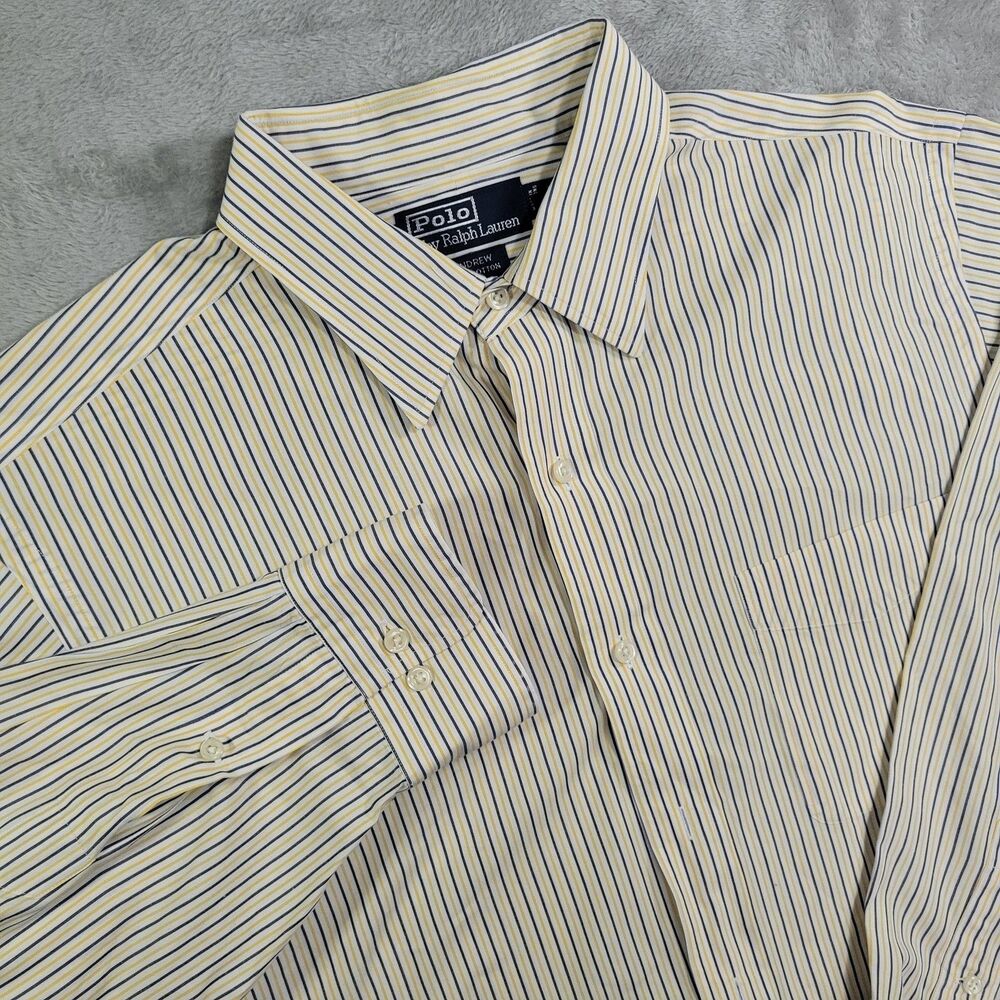 Polo By Ralph Lauren Dress Shirt Mens 17 34/35 Striped Andrew Long Sleeve Cotton